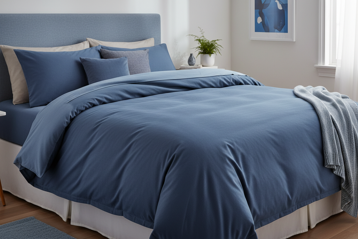 photo couette avec couleur blue